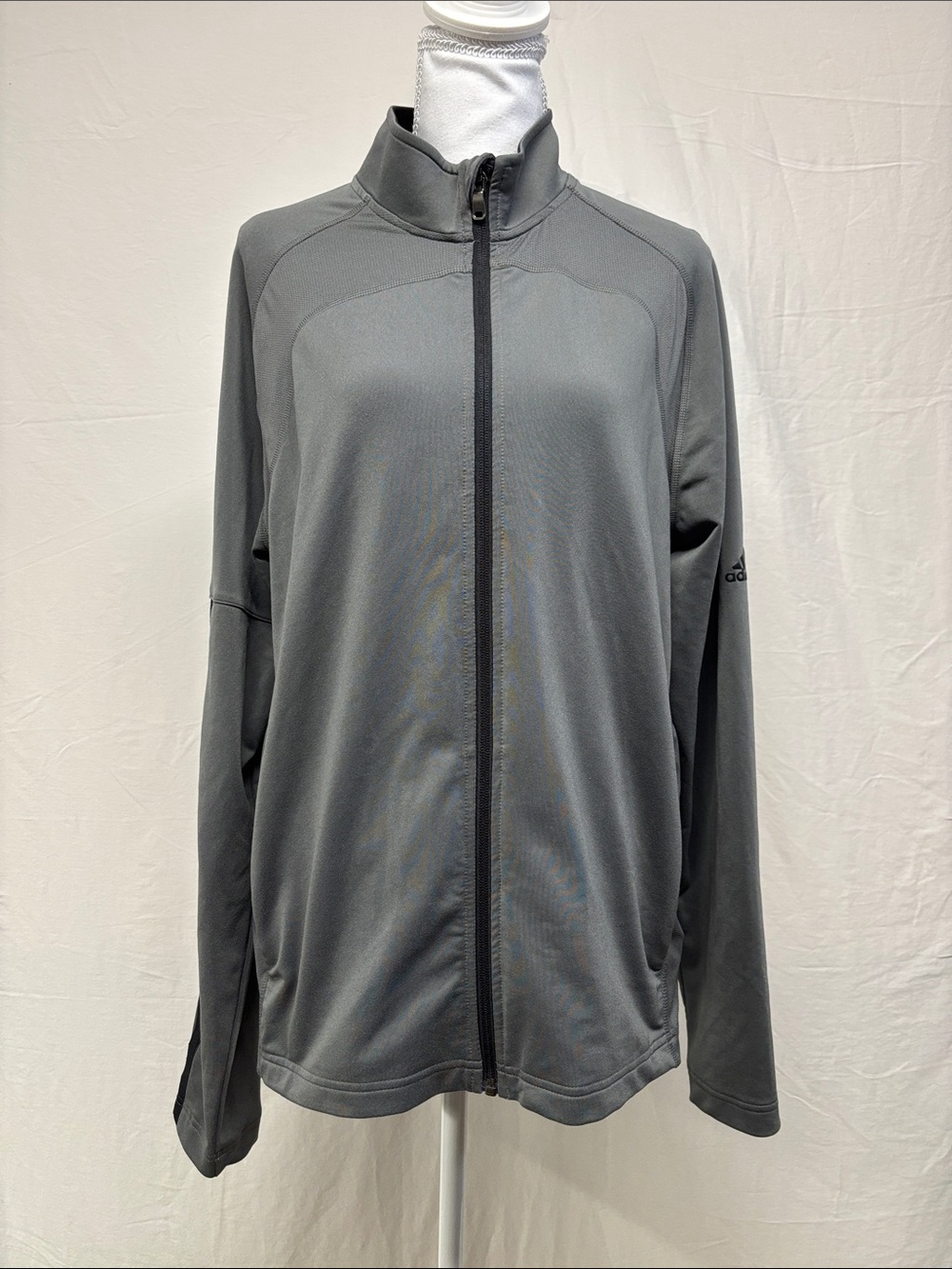 adidas Men's Charcoal Gray Full-Zip Performance Jacket